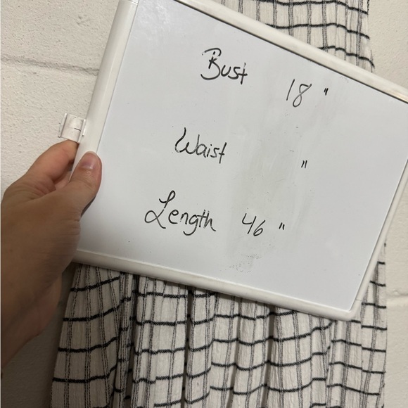 Roxy White Black Plaid Gingham Checkered Sleeveless Sun Dress Midi Modest Large - Picture 6 of 6